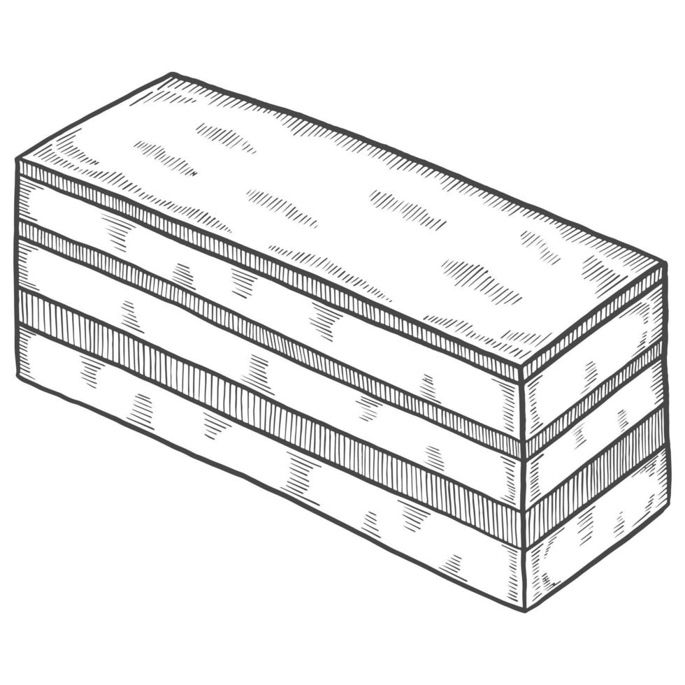 gâteau d'opéra france dessert snack isolé doodle croquis dessiné à la main avec illustration vectorielle de contour style vecteur