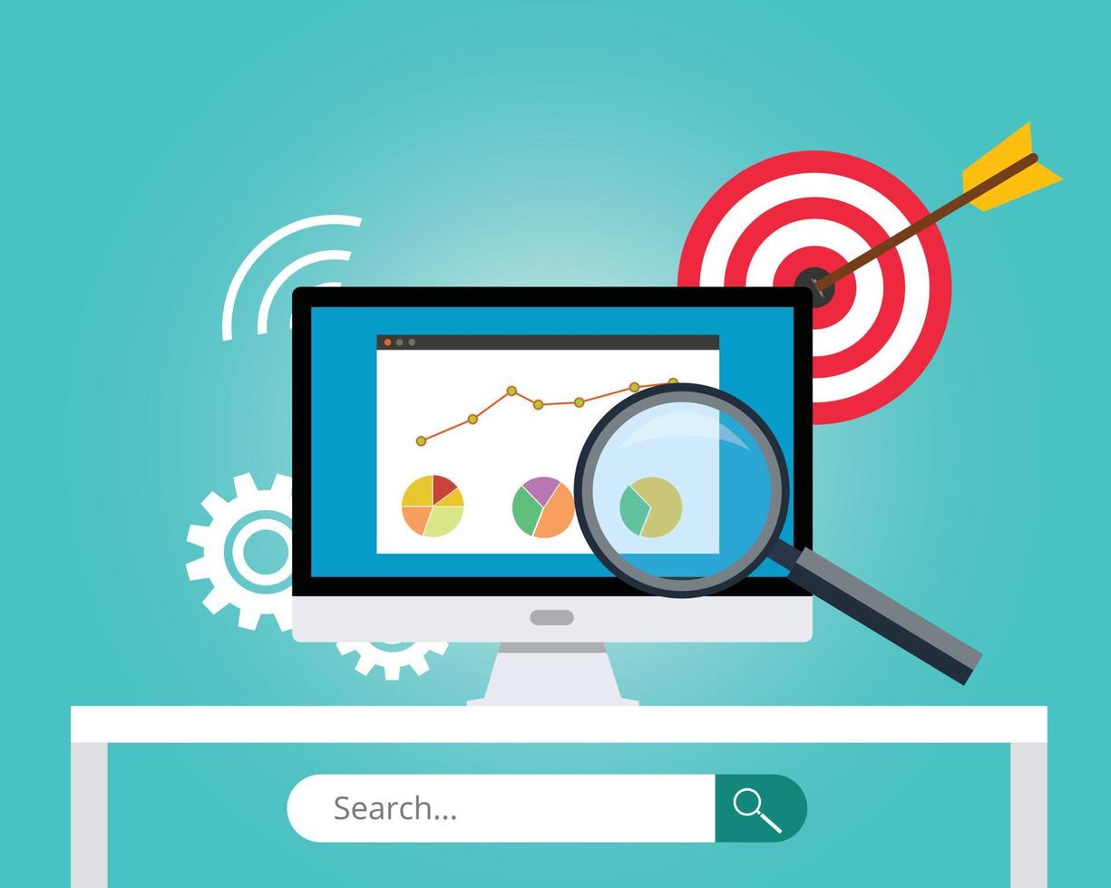 Seo Search Engine Optimization Target Business Chart Graphique vecteur