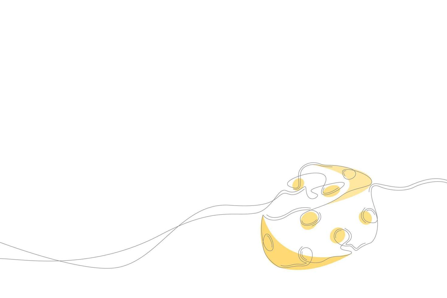 dessin au trait continu avec une tache de couleur jaune. illustration vectorielle de fond de fromage vecteur