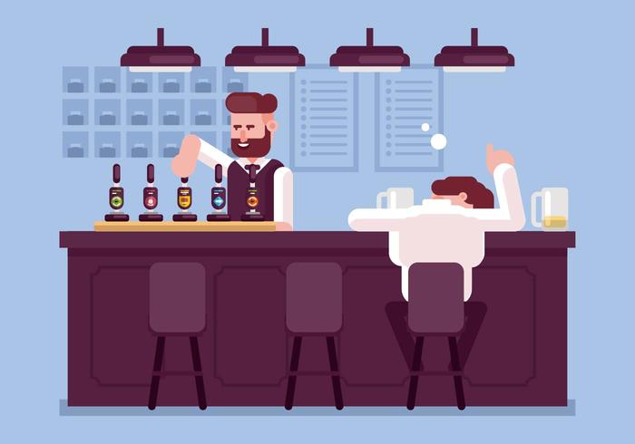 Drunk guy à une illustration de bar vecteur