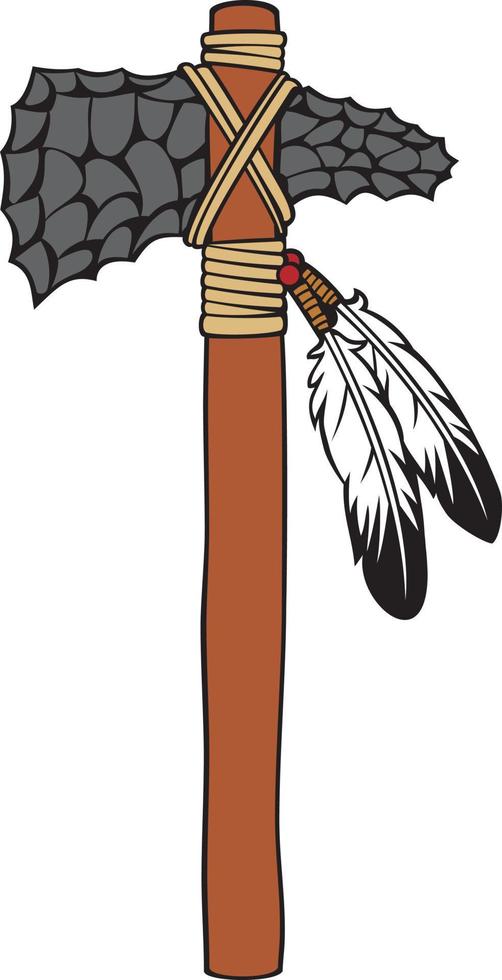 hache indienne. tomahawk d'obsidienne de guerrier amérindien. illustration vectorielle. vecteur