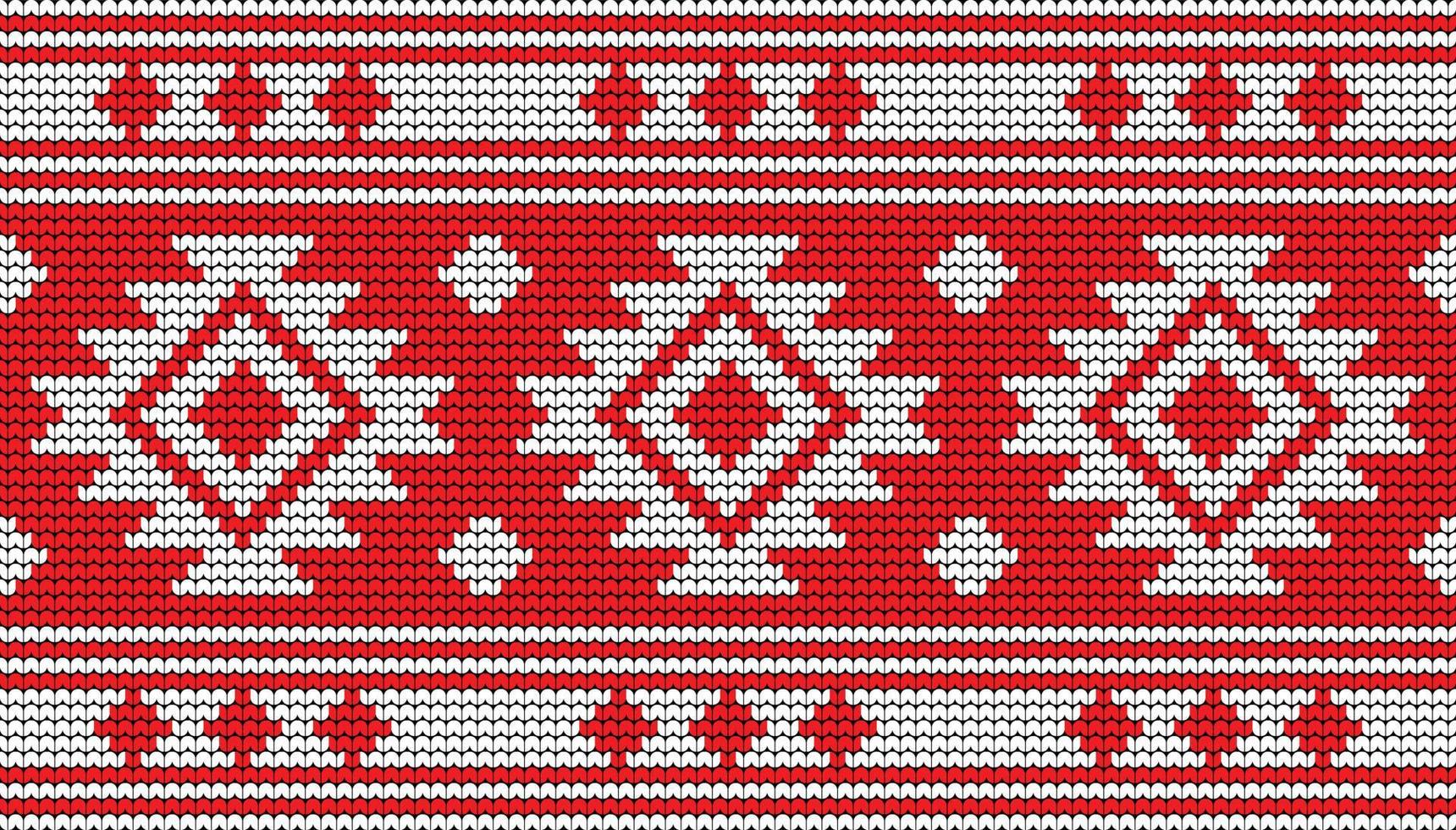 bordure de motif sans couture à tricoter sur fond rouge, bordure de motif ethnique joyeux noël et affiche vectorielle de joyeux jours d'hiver vecteur