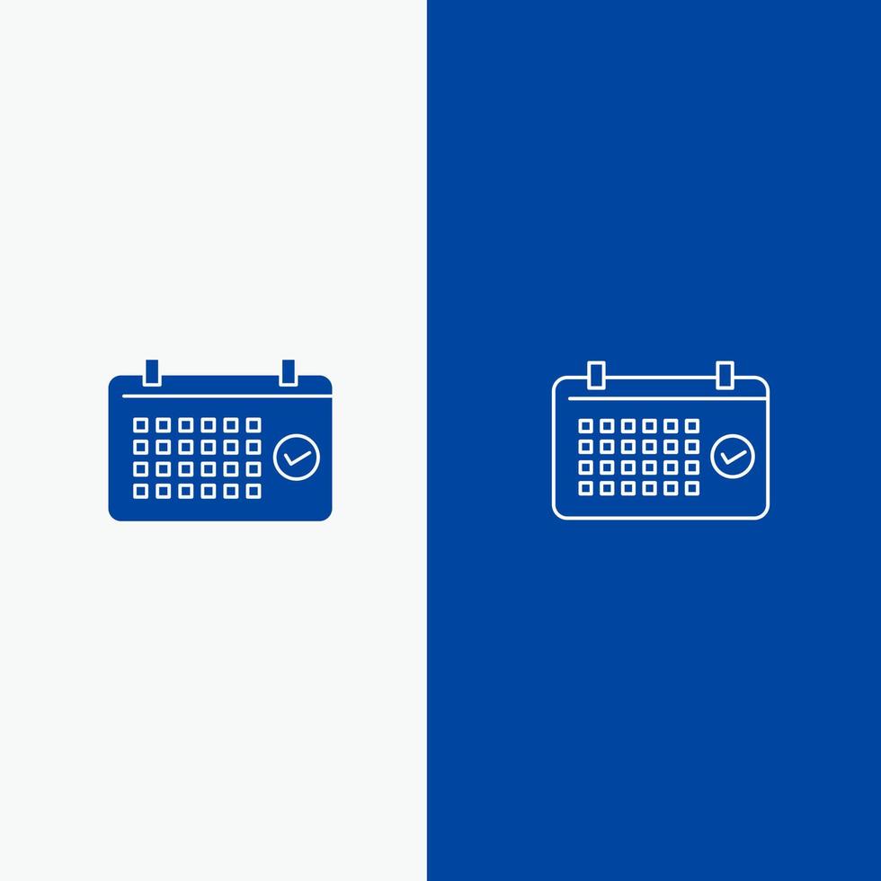 calendrier date mois année ligne de temps et glyphe icône solide bannière bleue ligne et glyphe icône solide bannière bleue vecteur