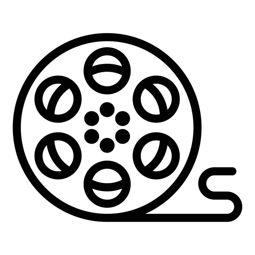 icône de bobine de film, style de contour vecteur