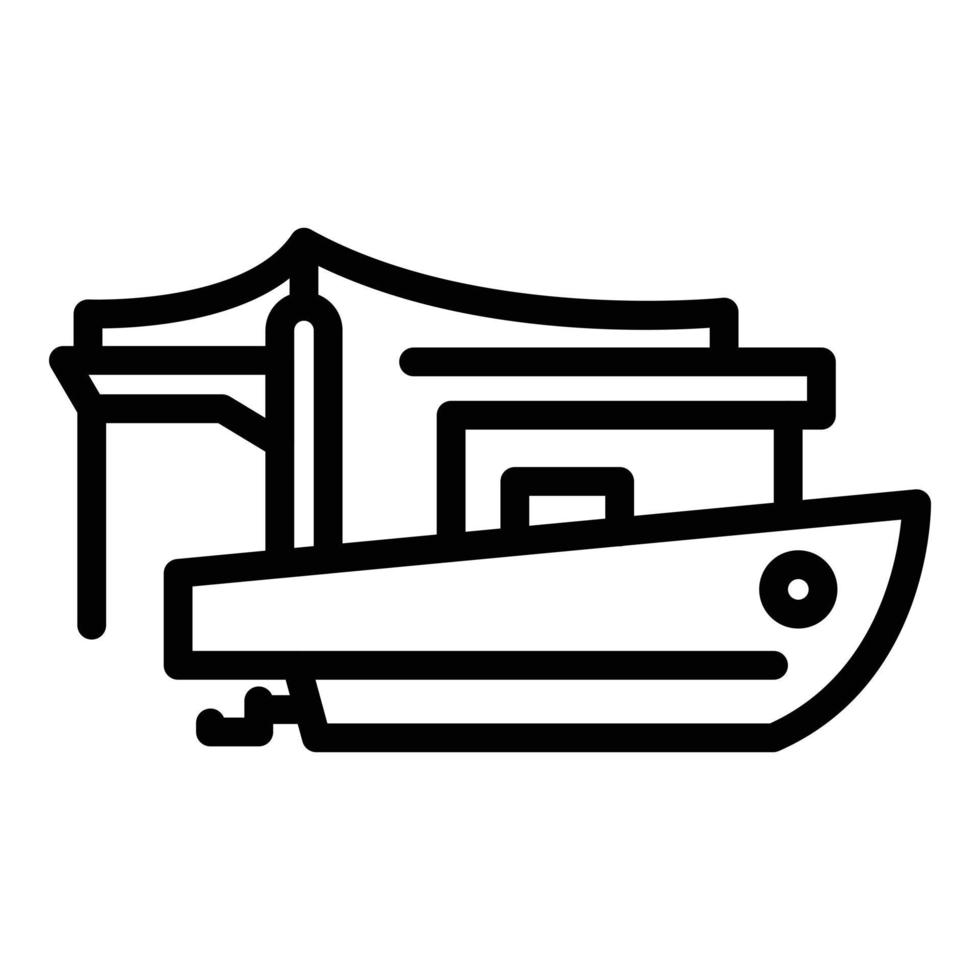 icône de bateau de pêche commerciale, style de contour vecteur