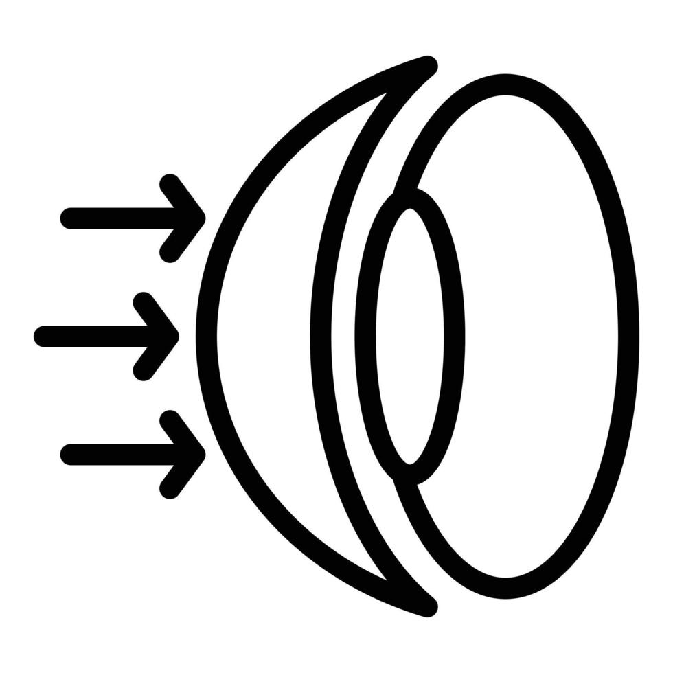 icône de lentille oculaire, style de contour vecteur