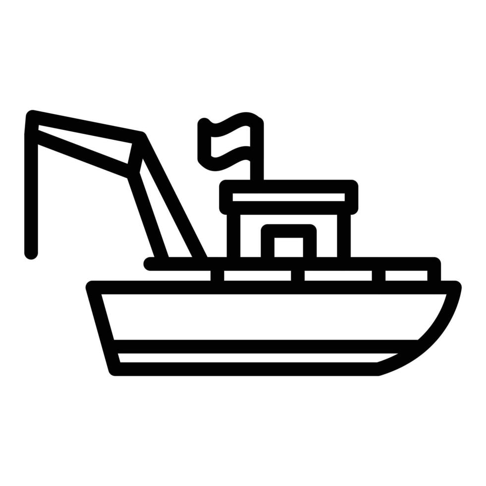 icône de bateau de pêche d'aventure, style de contour vecteur