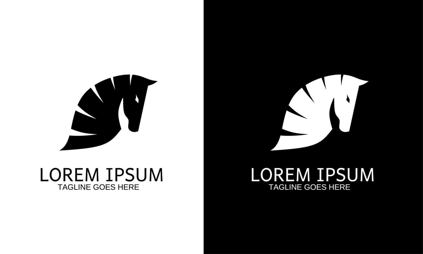 modèle de logo de tête de cheval en couleurs noir et blanc vecteur