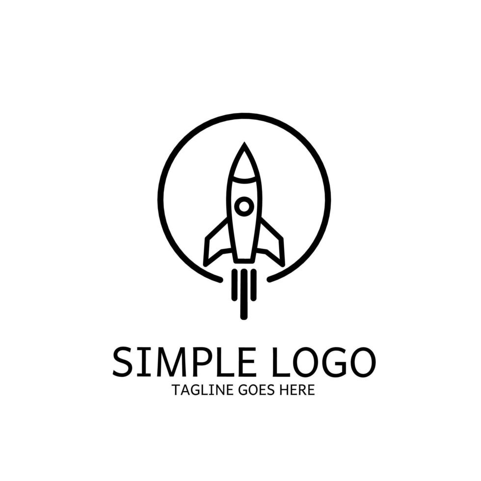 logo de lancement de fusée avec style de dessin au trait, simple, minimalisme vecteur