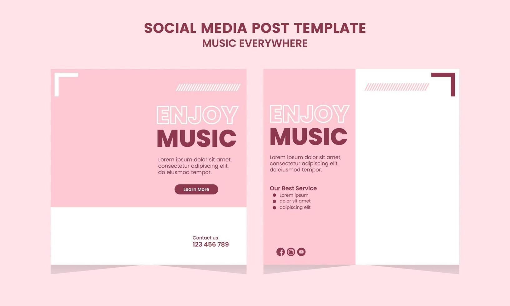 modèle de publication sur les médias sociaux pour la promotion du festival de musique cadre de bannière simple vecteur