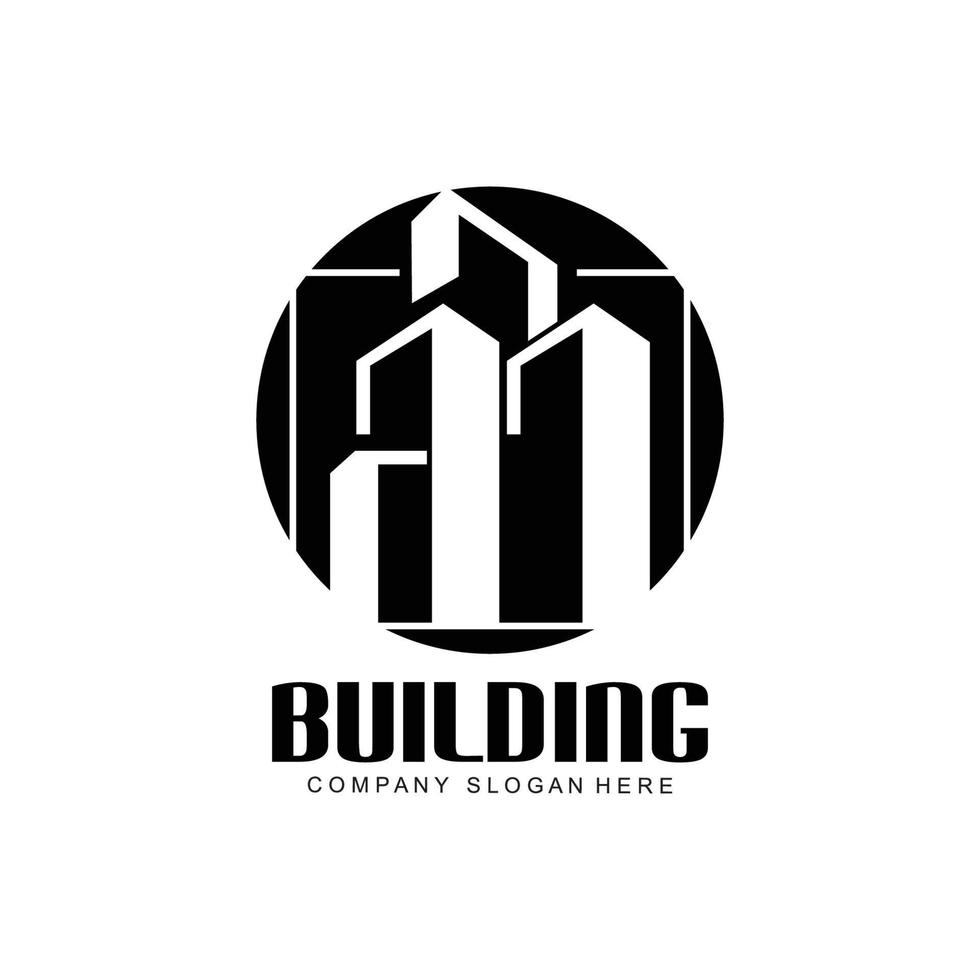 logo de conception de maison, logo de bâtiment, icône de société immobilière et de construction vecteur