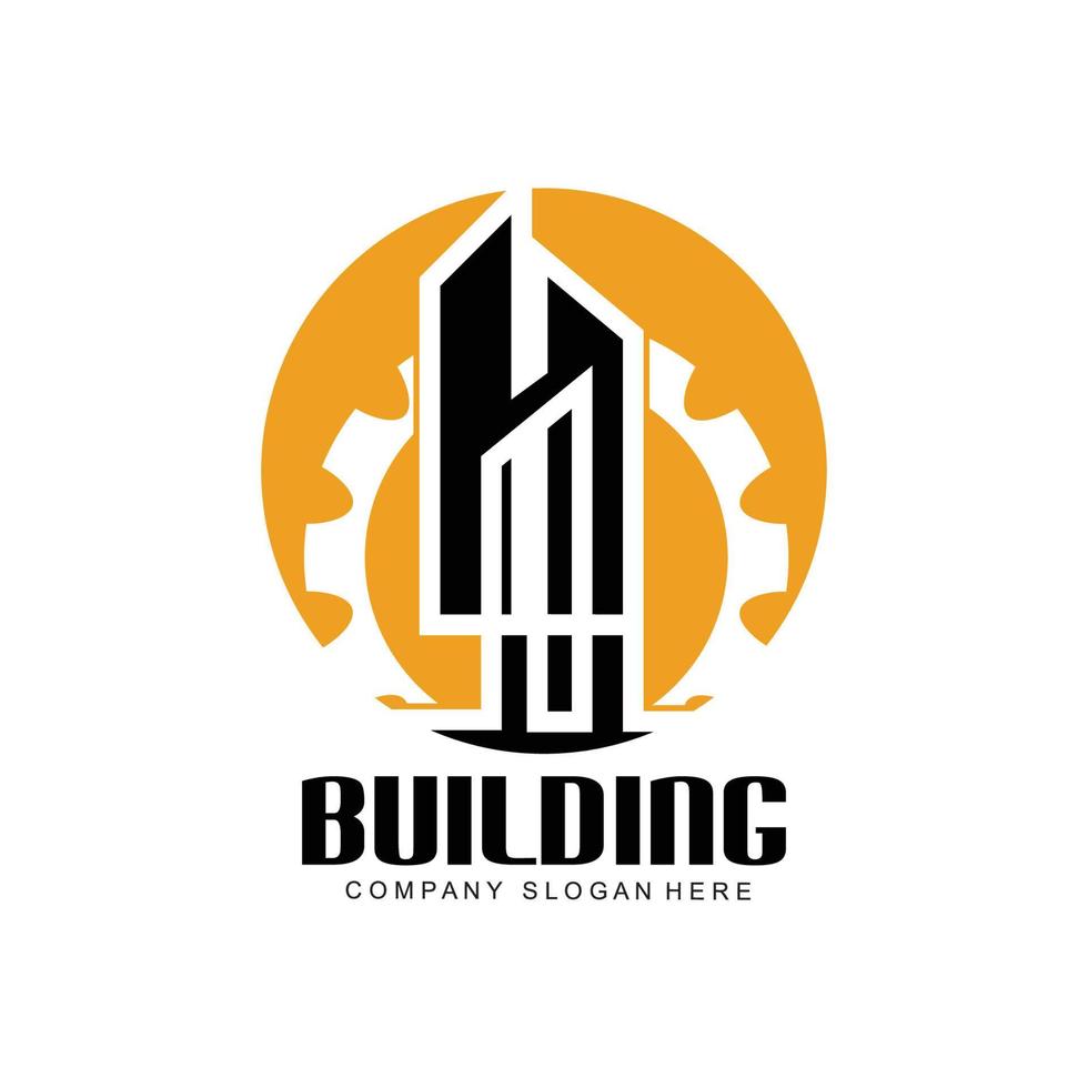 logo de conception de maison, logo de bâtiment, icône de société immobilière et de construction vecteur