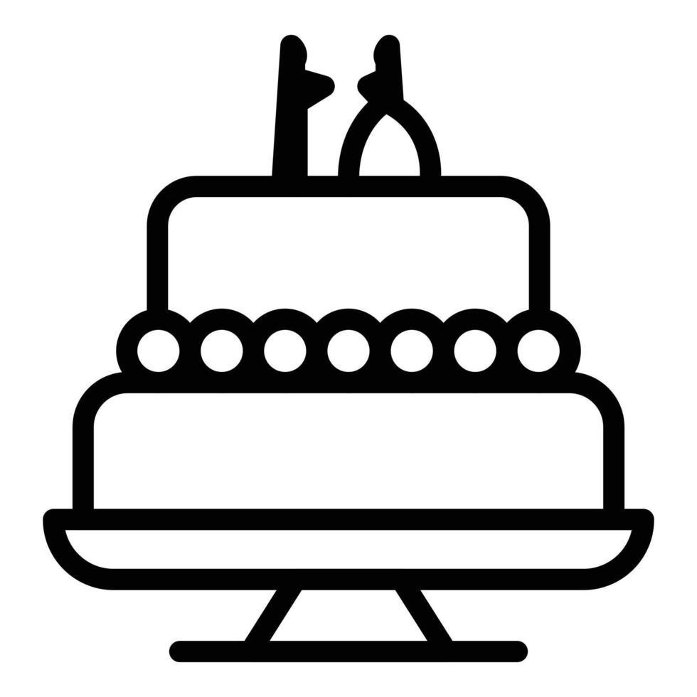 icône de gâteau de mariage, style de contour vecteur