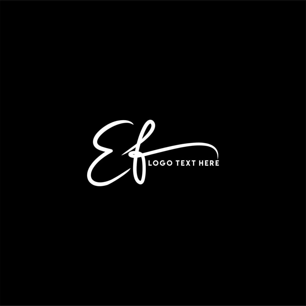 logo ef, logo de lettre ef dessiné à la main, logo de signature ef, logo ef ereative, logo monogramme ef vecteur