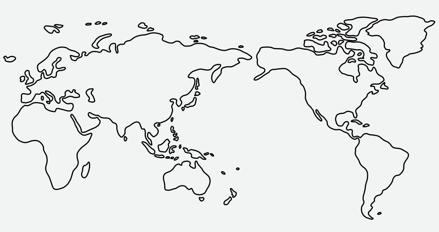 croquis de carte du monde à main levée sur fond blanc. vecteur