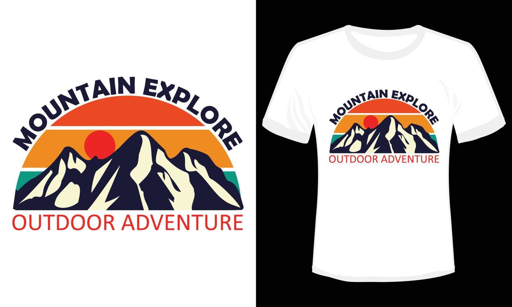 montagne explorez la conception de t-shirt d'aventure en plein air vecteur