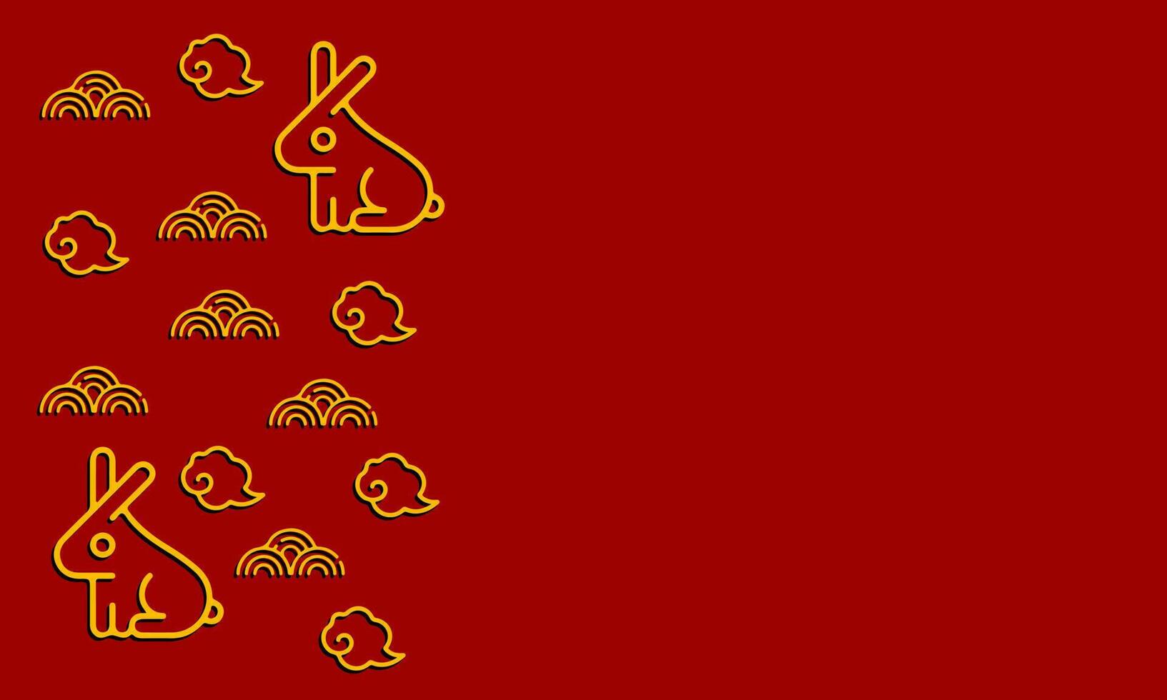 nouvel an chinois 2023 fond rouge avec lapin, nuages. illustration vectorielle avec place pour votre texte vecteur