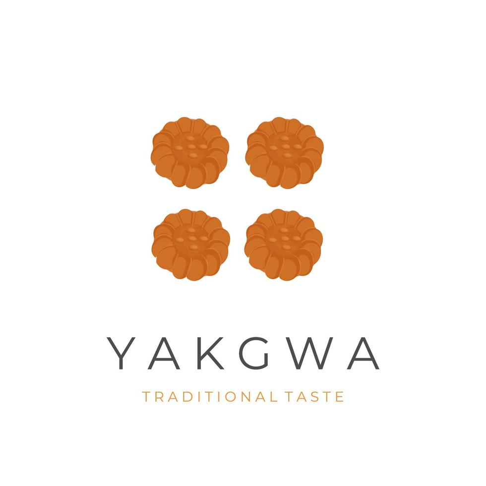 logo d'illustration de gâteau yakgwa traditionnel coréen vecteur