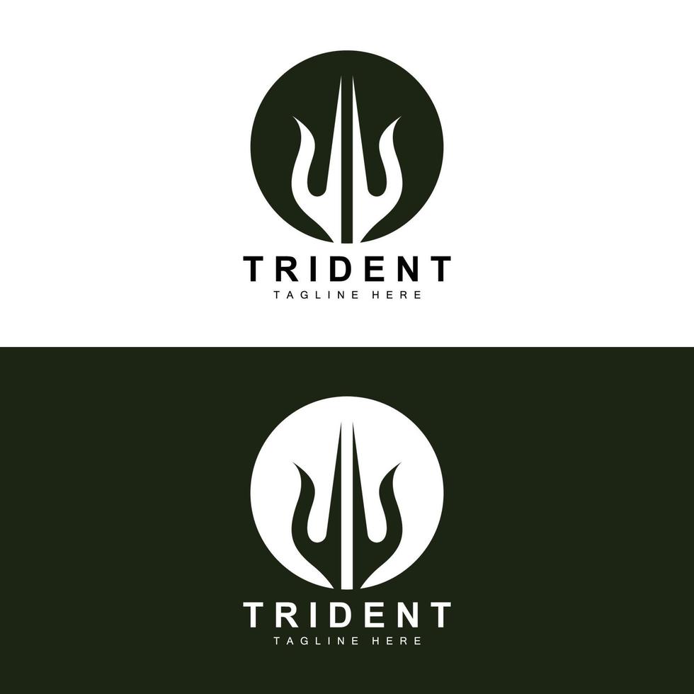 conception d'icône vectorielle de modèle de logo trident, arme de guerre de dieu, puissance de lance de l'océan vecteur