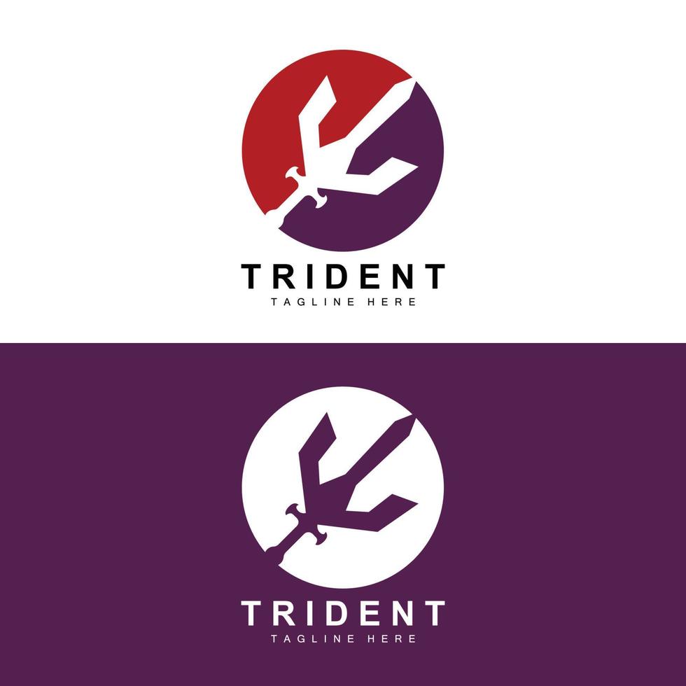 conception d'icône vectorielle de modèle de logo trident, arme de guerre de dieu, puissance de lance de l'océan vecteur