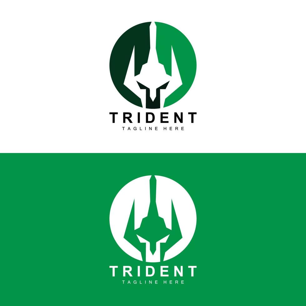 conception d'icône vectorielle de modèle de logo trident, arme de guerre de dieu, puissance de lance de l'océan vecteur