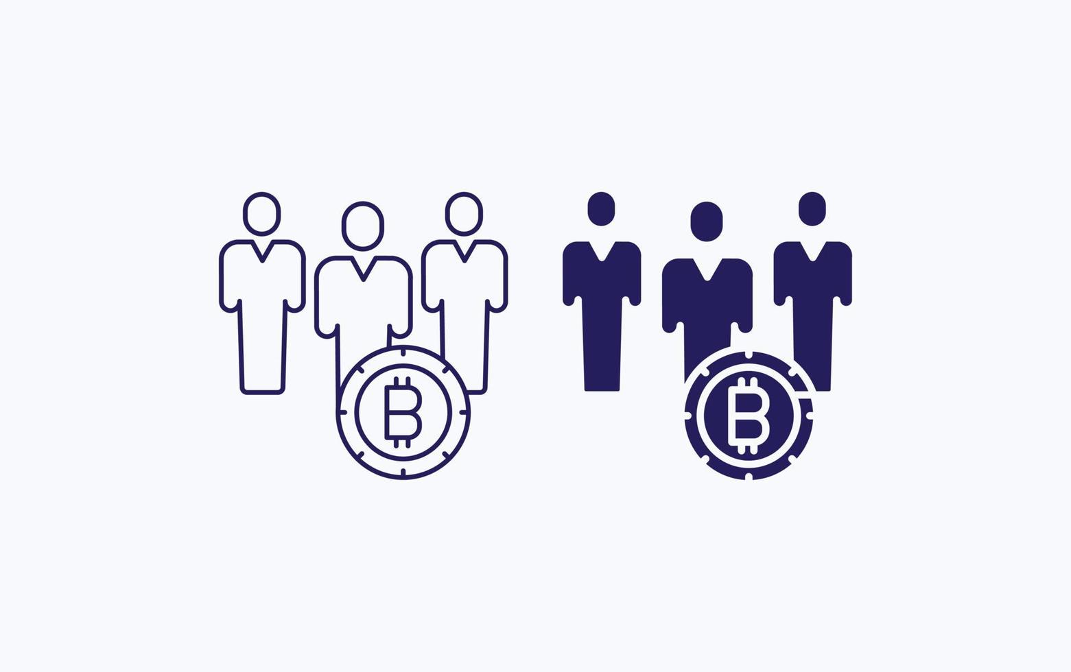 utilisateurs de bitcoin, icône de vecteur d'agences de crypto-monnaie