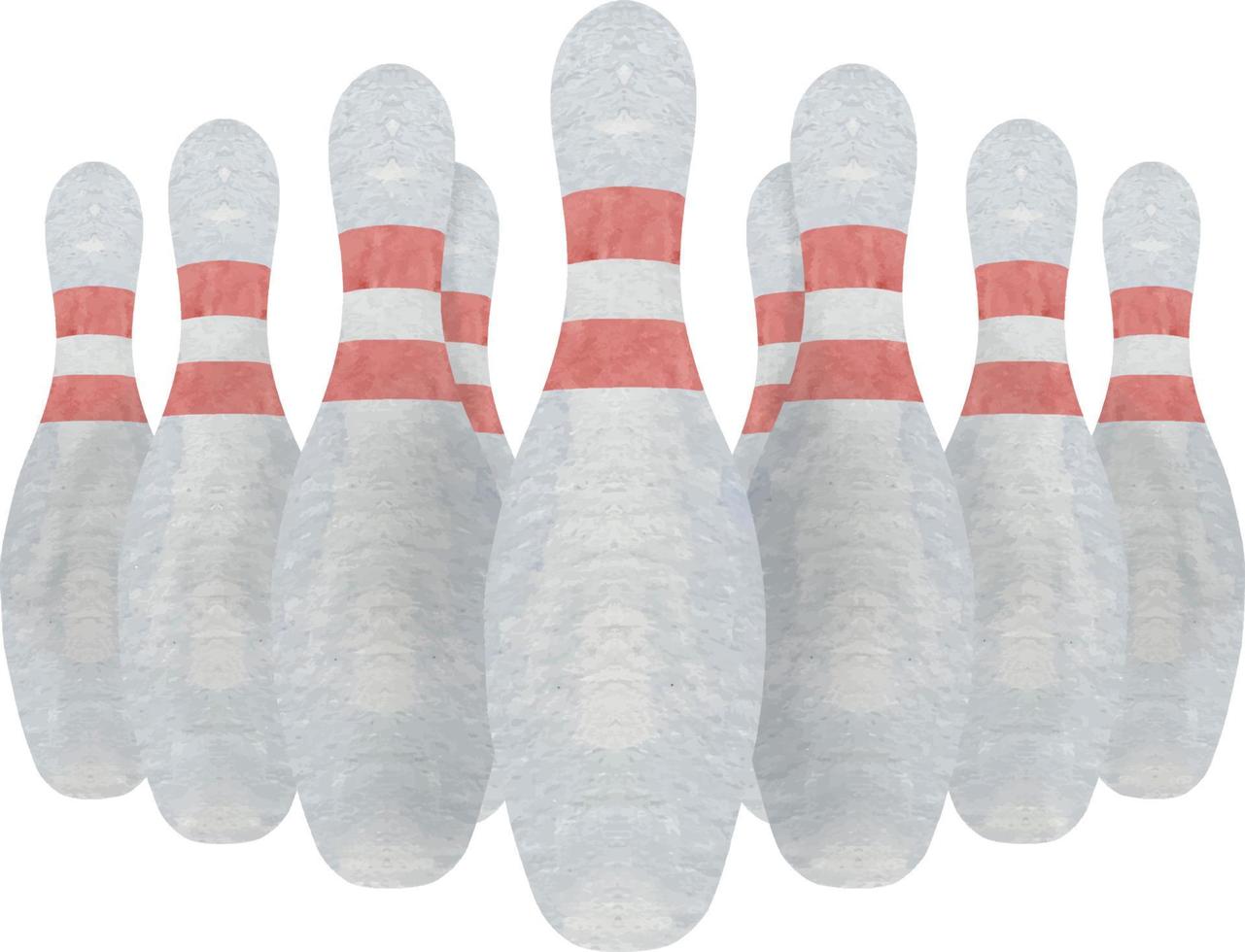 aquarelle bowling boule noire et épingles illustration isolé sur fond blanc vecteur