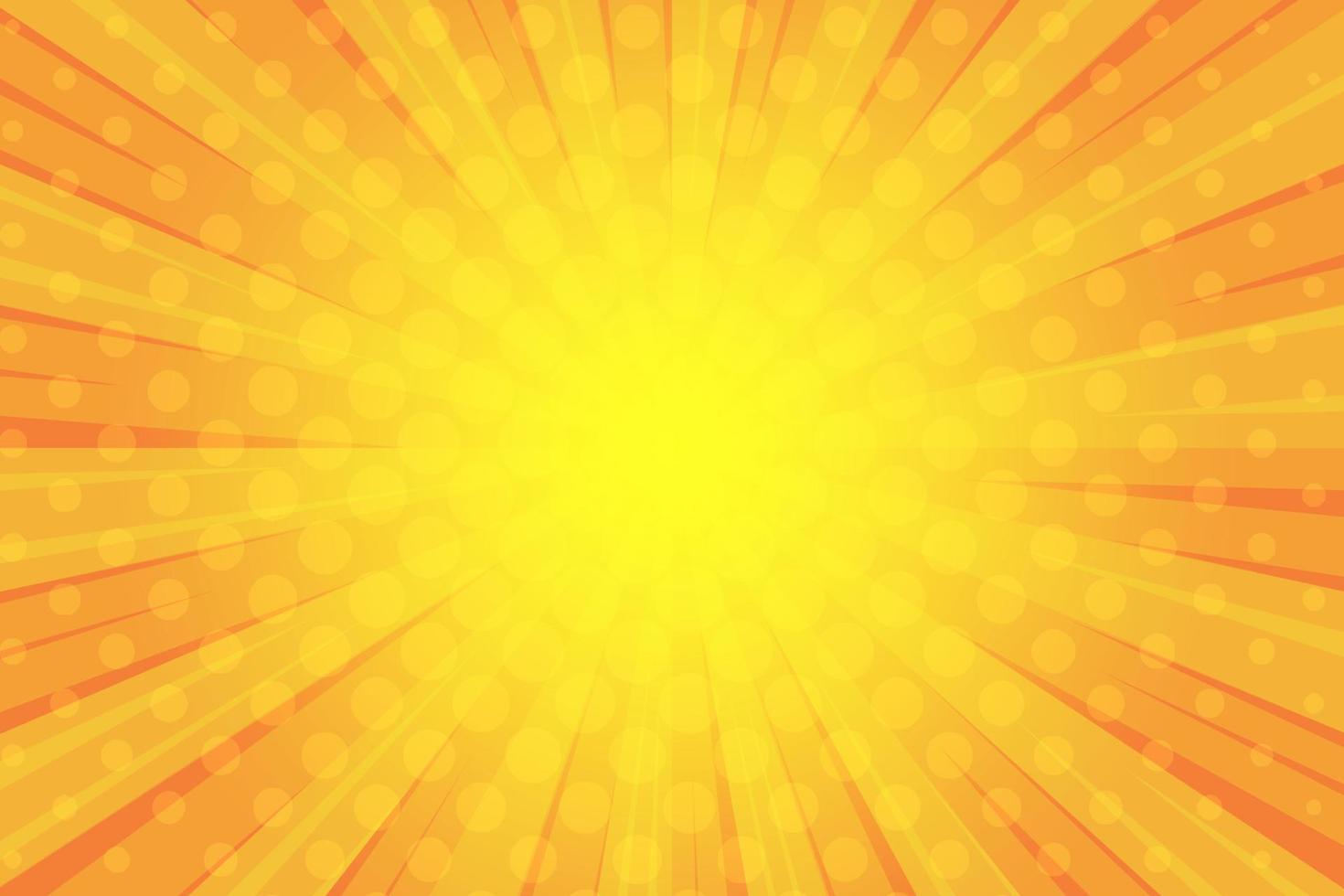 fond de bande dessinée pop art. illustration de tourbillon orange starburst avec effet de demi-teinte. motif radial rétro avec rayons concentriques. vecteur