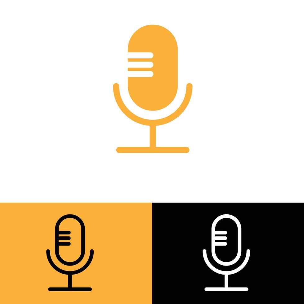icône de microphone. symbole d'enregistrement vocal audio symbole de logo de podcast vecteur de conception plate