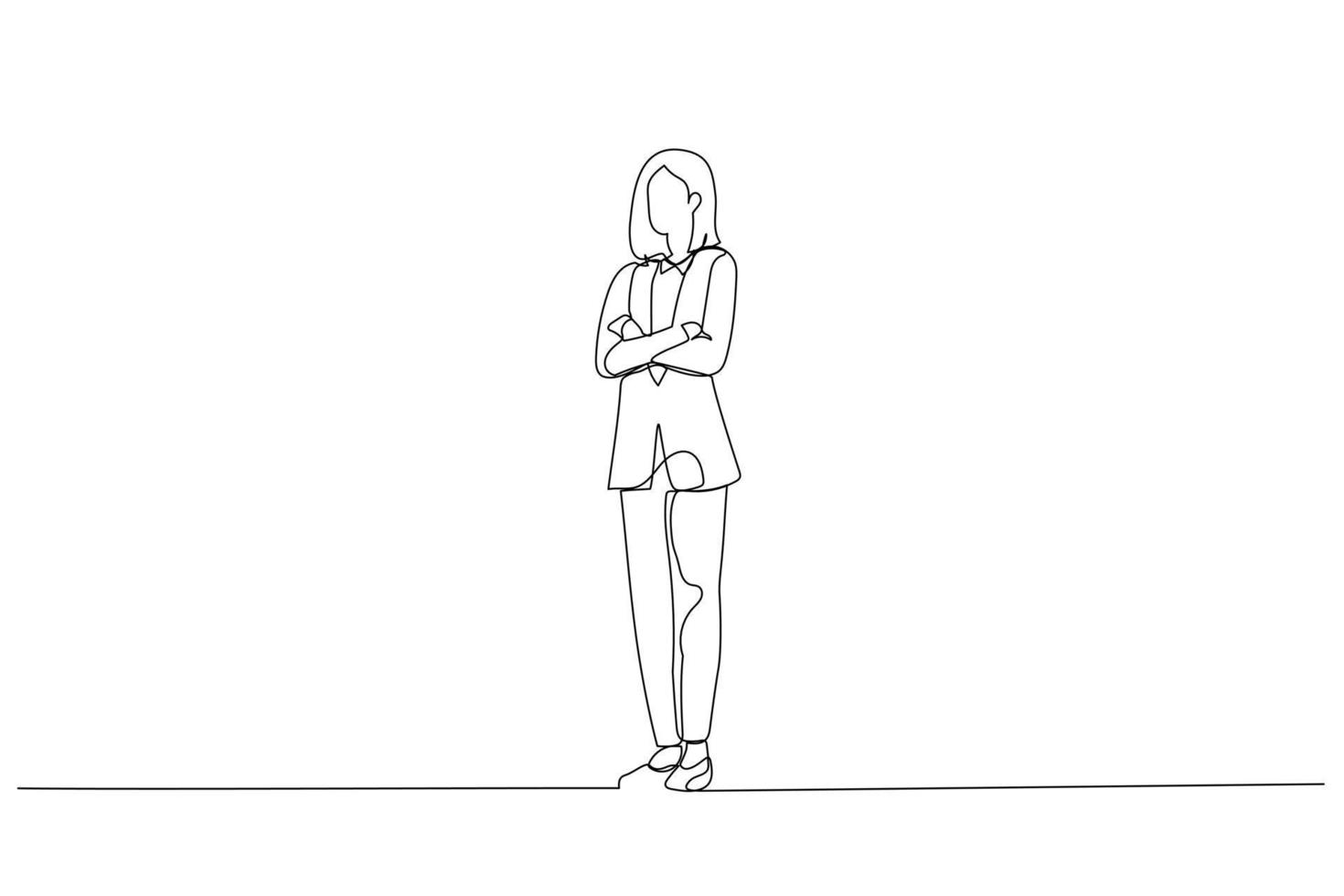 illustration du corps entier d'une belle femme d'affaires. style d'art en ligne unique vecteur