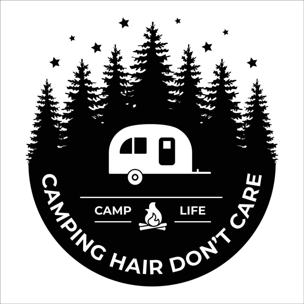 slogans ou citations décorés d'éléments de voyage et d'aventure - sac à dos, montagne, tente de camping, arbres forestiers. illustration vectorielle créative en couleurs noir et blanc vecteur