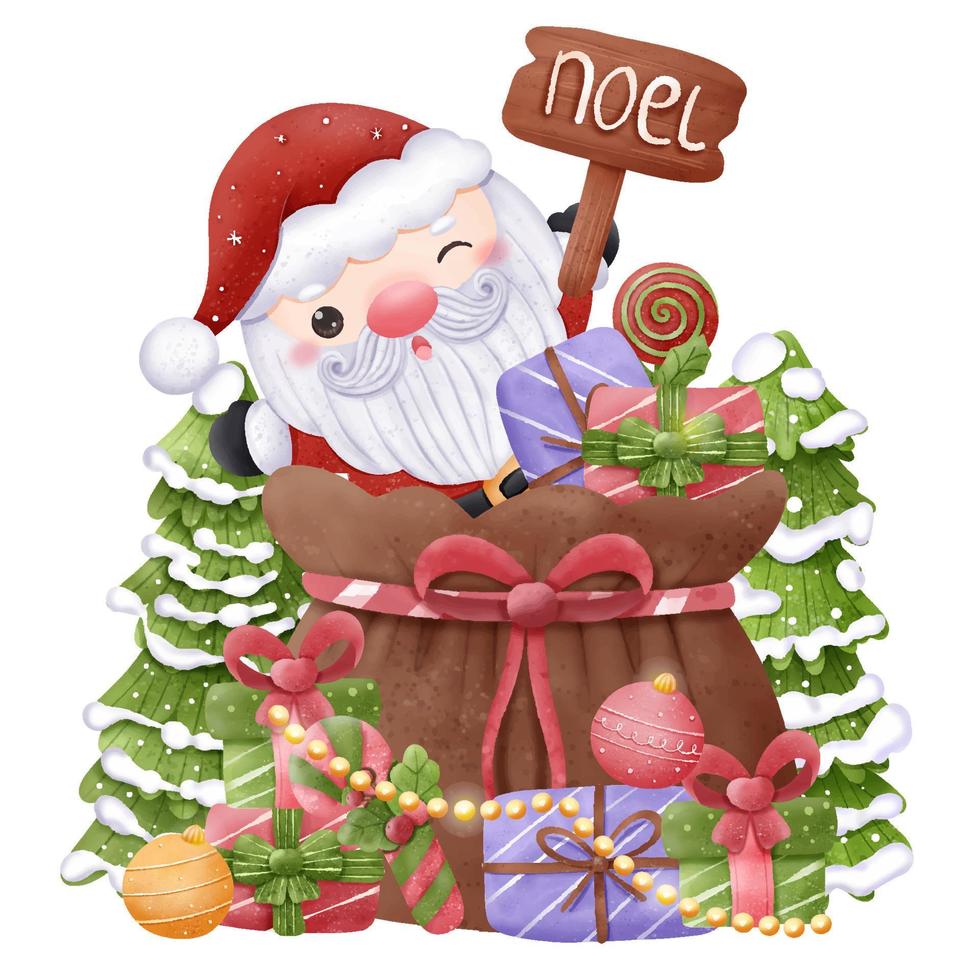 série de noël illustration du père noël mignon vecteur