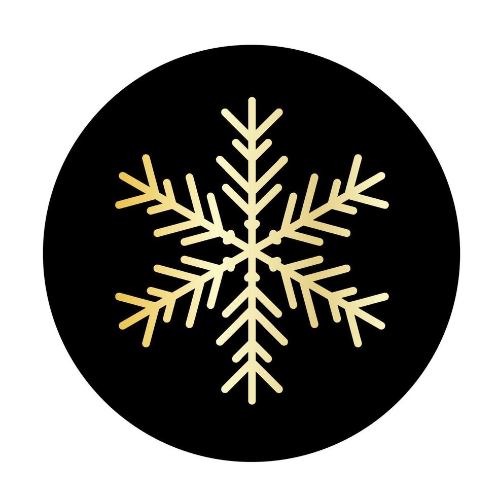 flocon de neige doré de vecteur à l'icône de fond rond. illustration pour le web