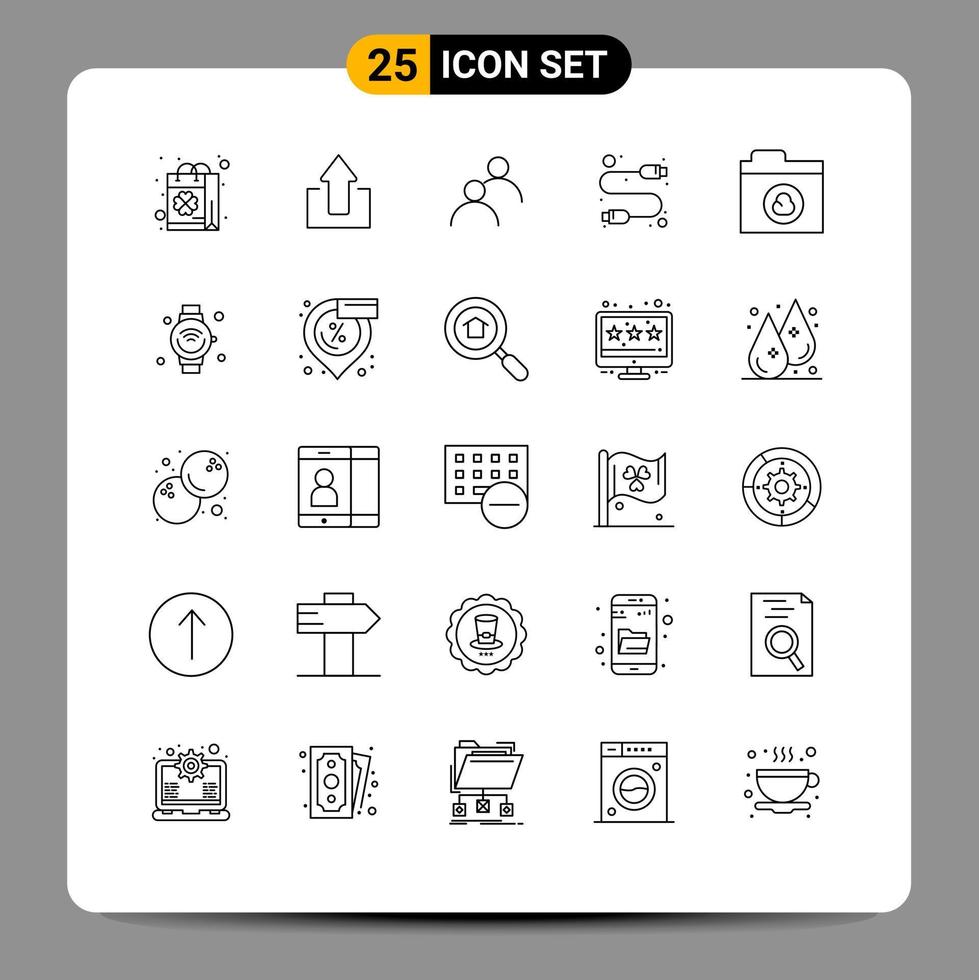 25 icônes créatives signes et symboles modernes du matériel cloud télécharger des éléments de conception vectoriels modifiables de base de l'ordinateur vecteur