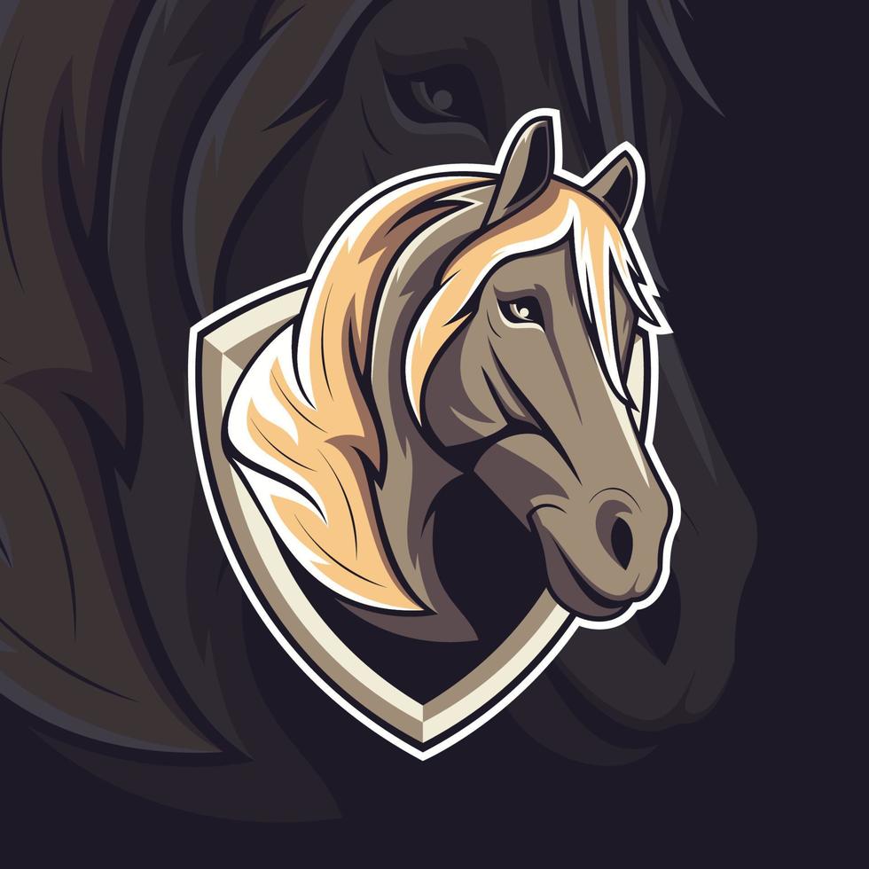 logo de mascotte de bouclier de cheval bon usage pour l'insigne d'emblème d'identité de symbole et plus vecteur