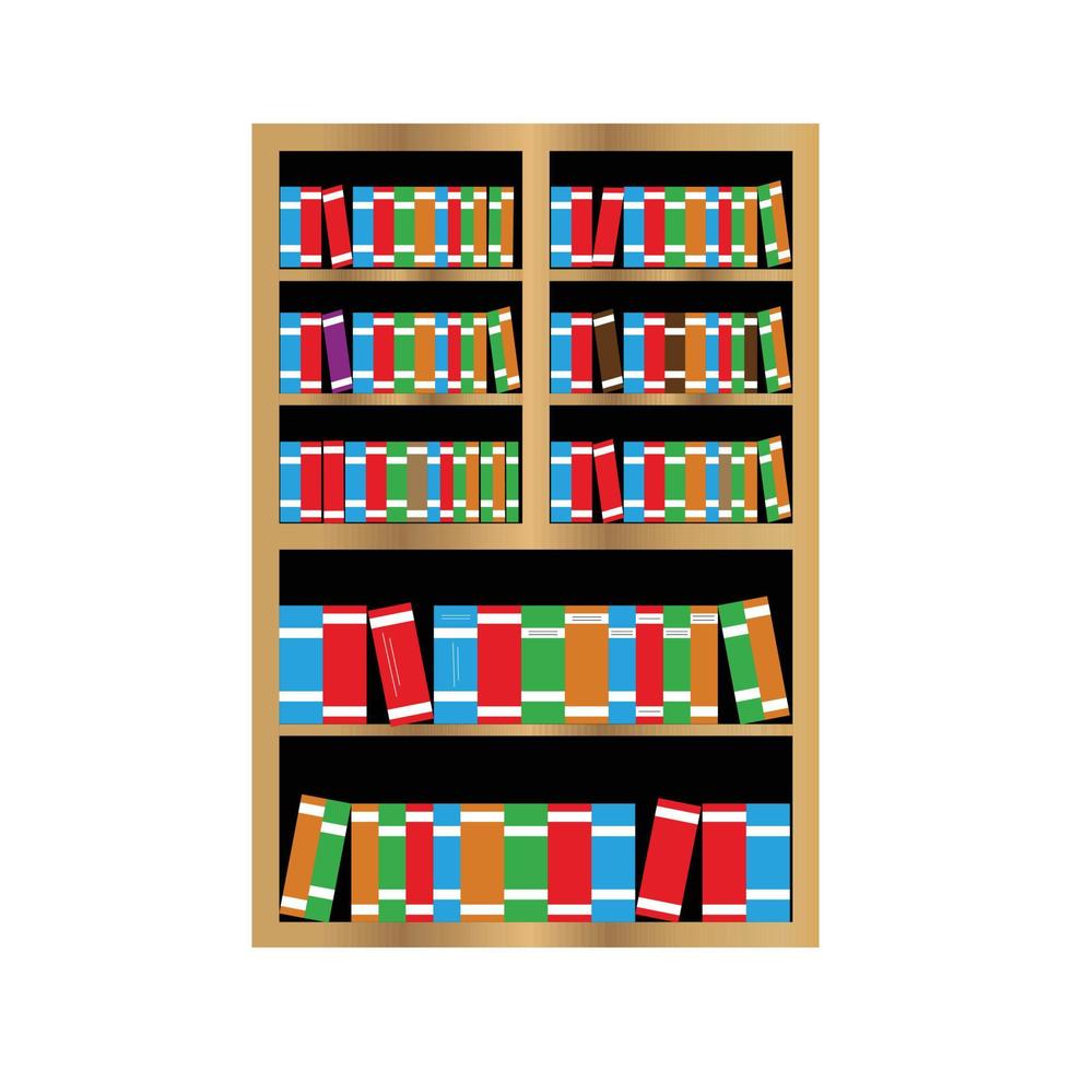 livres sur des étagères isolés sur fond blanc vecteur
