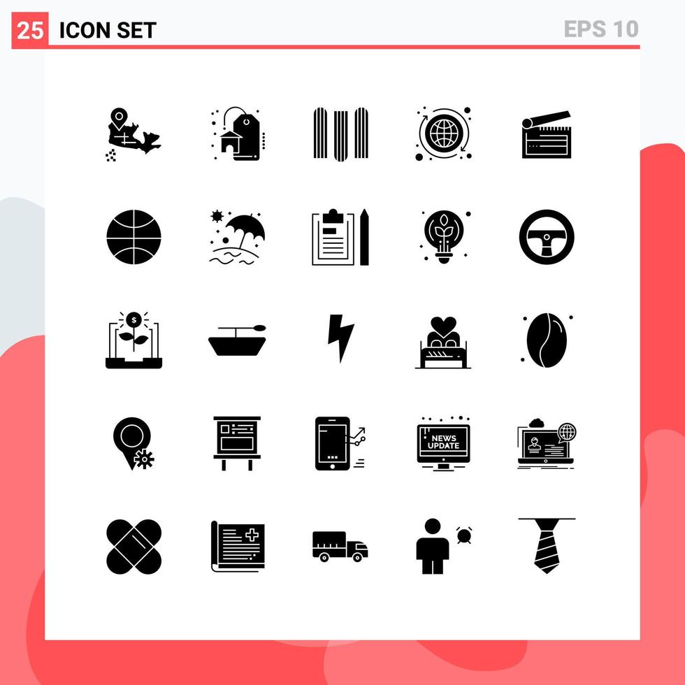 ensemble moderne de 25 glyphes et symboles solides tels que des fichiers de clins de planche à clin des éléments de conception vectoriels modifiables en argent vecteur