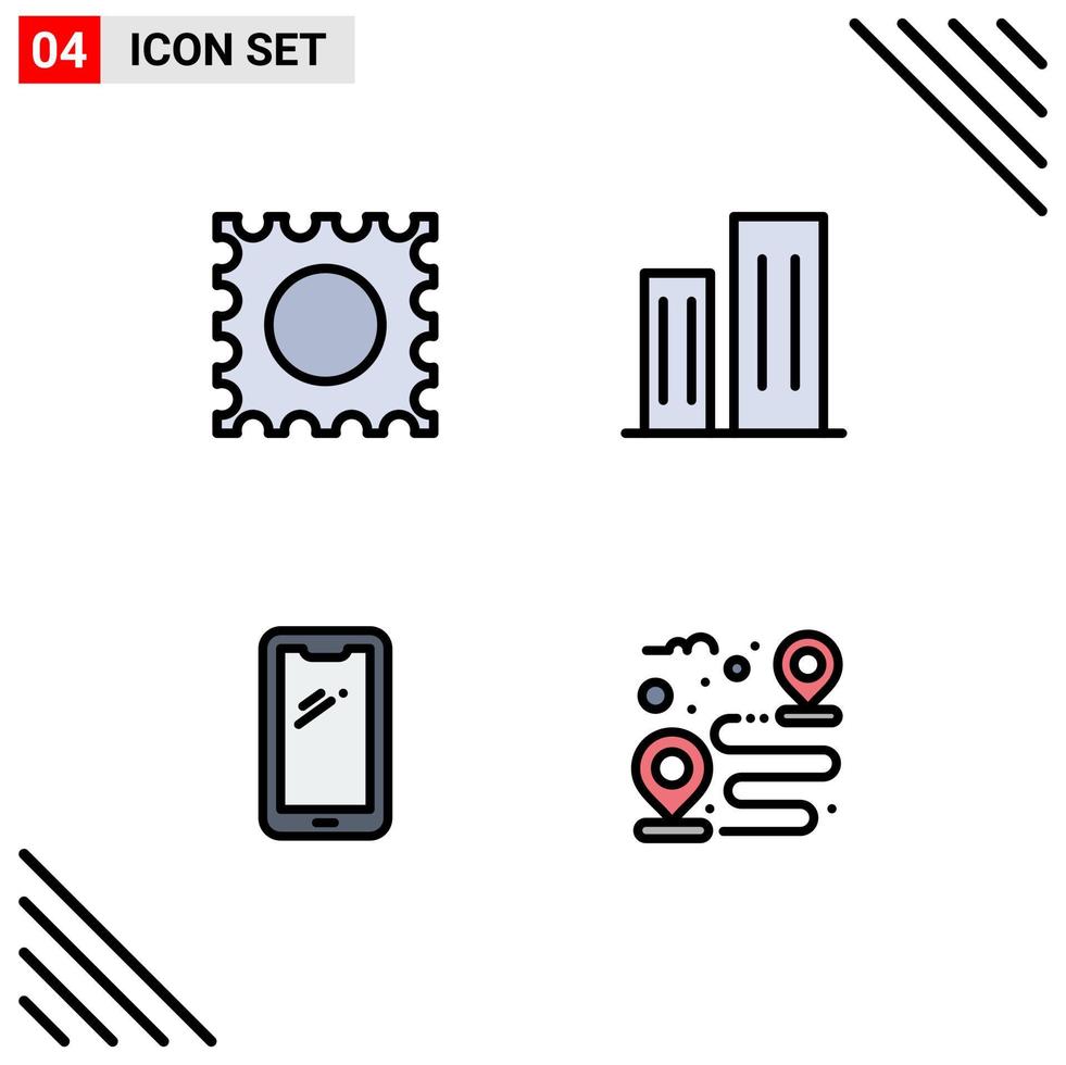 ensemble de 4 symboles d'icônes d'interface utilisateur modernes signes pour les bâtiments mobiles de drogue gratte-ciel iphone éléments de conception vectoriels modifiables vecteur