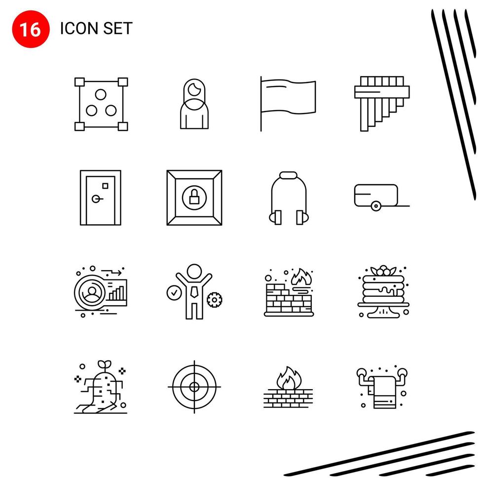collection de 16 icônes vectorielles dans le style de ligne pixle symboles de contour parfaits pour les signes d'icône de ligne web et mobile sur fond blanc 16 icônes vecteur