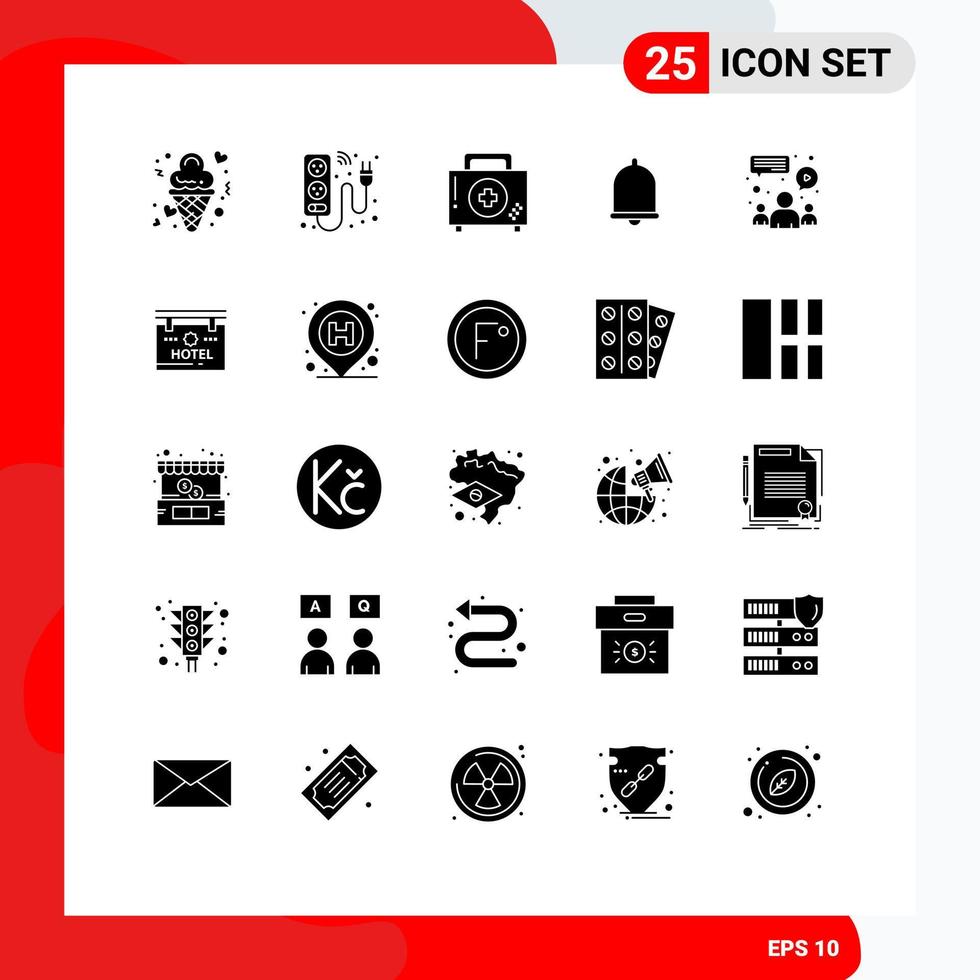 25 concept de glyphe solide pour les sites Web mobiles et les applications bell fitness électrique première boîte éléments de conception vectoriels modifiables vecteur
