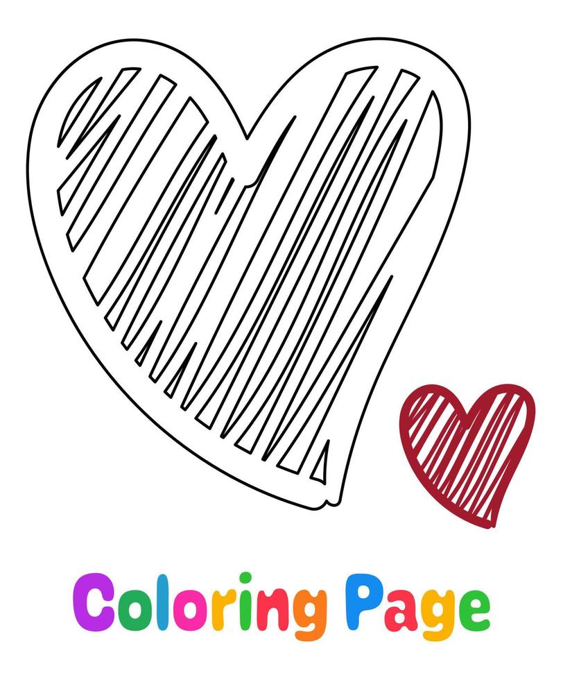 coloriage avec un coeur pour les enfants vecteur