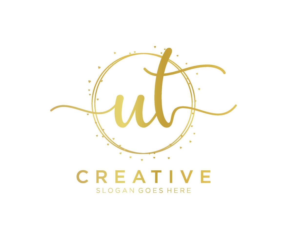 initial ut logo féminin. utilisable pour les logos nature, salon, spa, cosmétique et beauté. élément de modèle de conception de logo vectoriel plat.