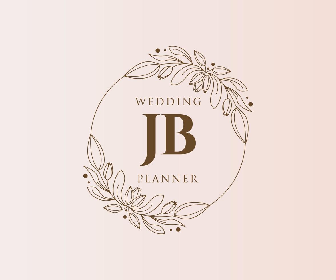 jb initiales lettre mariage monogramme logos collection, modèles minimalistes et floraux modernes dessinés à la main pour cartes d'invitation, réservez la date, identité élégante pour restaurant, boutique, café en image vectorielle vecteur