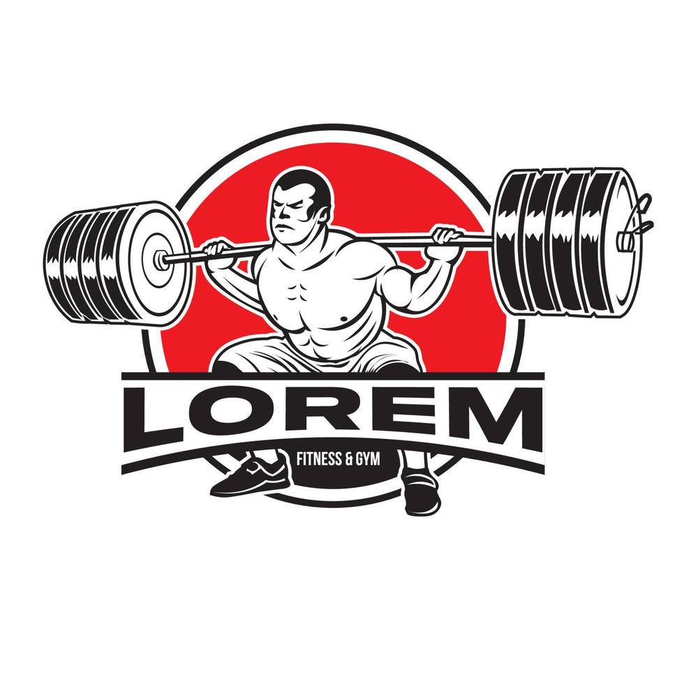 barbell travailler sur la conception de logo d'illustration vectorielle, parfait pour la conception de t-shirt et le logo de la salle de fitness de musculation vecteur