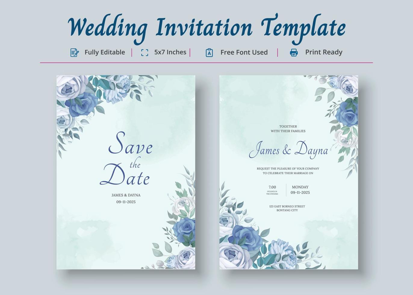 modèle de carte d'invitation de mariage, affiche de carte d'invitation vecteur