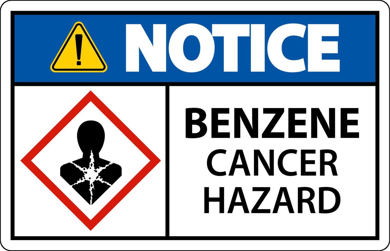 Avis de danger de cancer du benzène ghs signe sur fond blanc vecteur