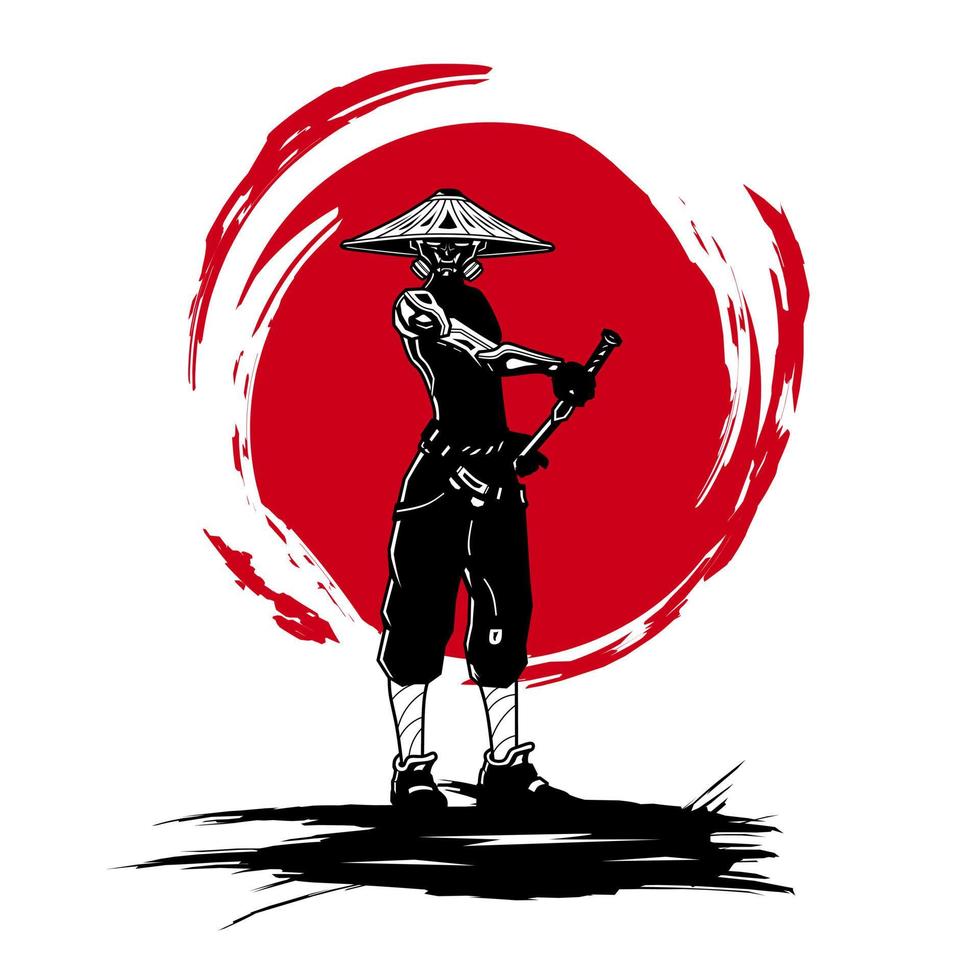 samouraï le combattant japonais design pour t-shirt et marchandise. illustration de logo vectoriel abstrait.