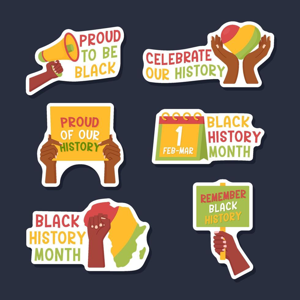 mois de lhistoire des noirs salutation chat stickers vecteur