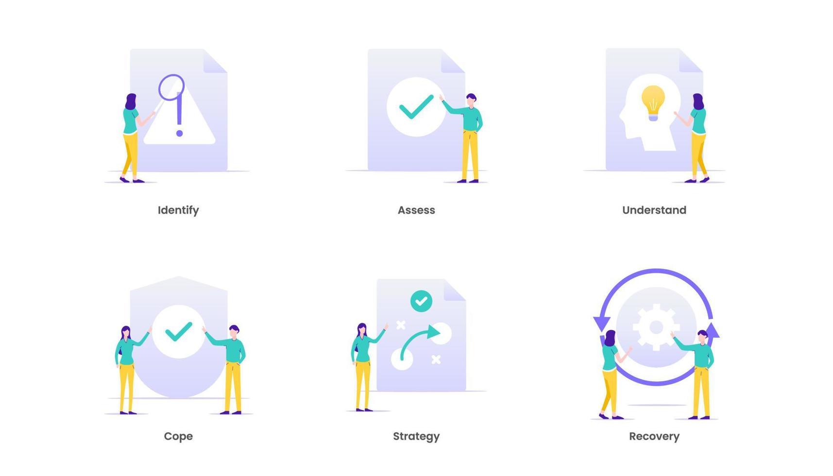 illustration des icônes vectorielles de gestion de crise. adapté à l'interface utilisateur, ux, web, mobile, bannière et infographie. vecteur