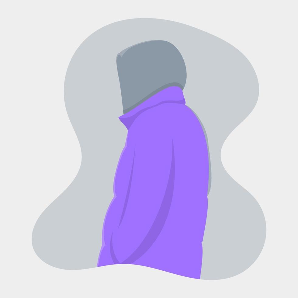 homme portant un design plat à capuche, illustration colorée de vecteur plat